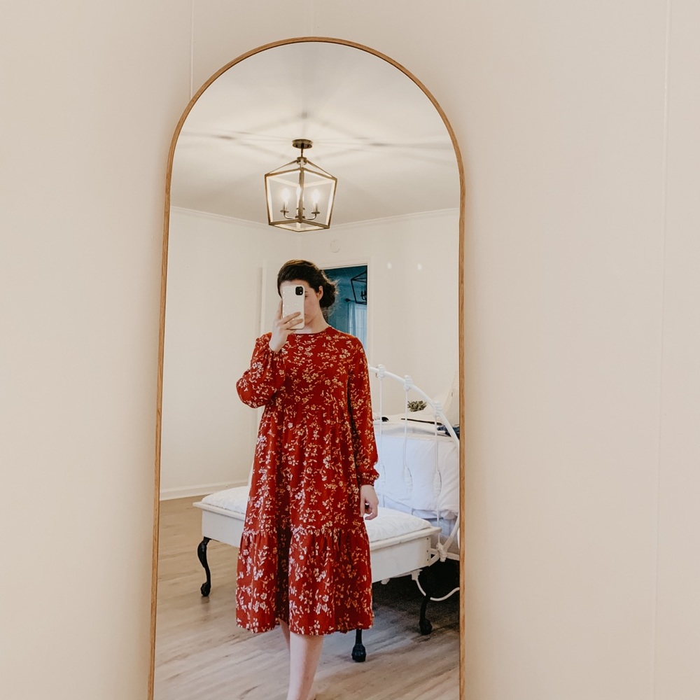 Burnt orange midi dress